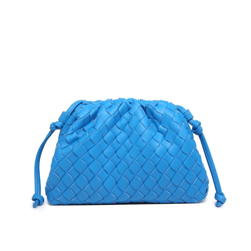 Elara Woven Vegan Leather Cloud Bag (Electric Blue)
