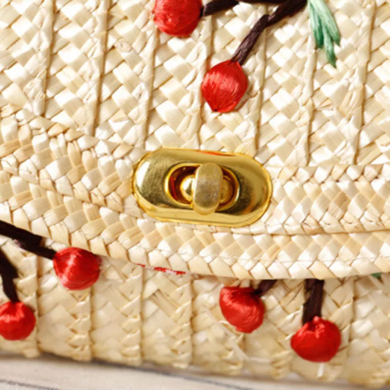Cherry Straw Handbag