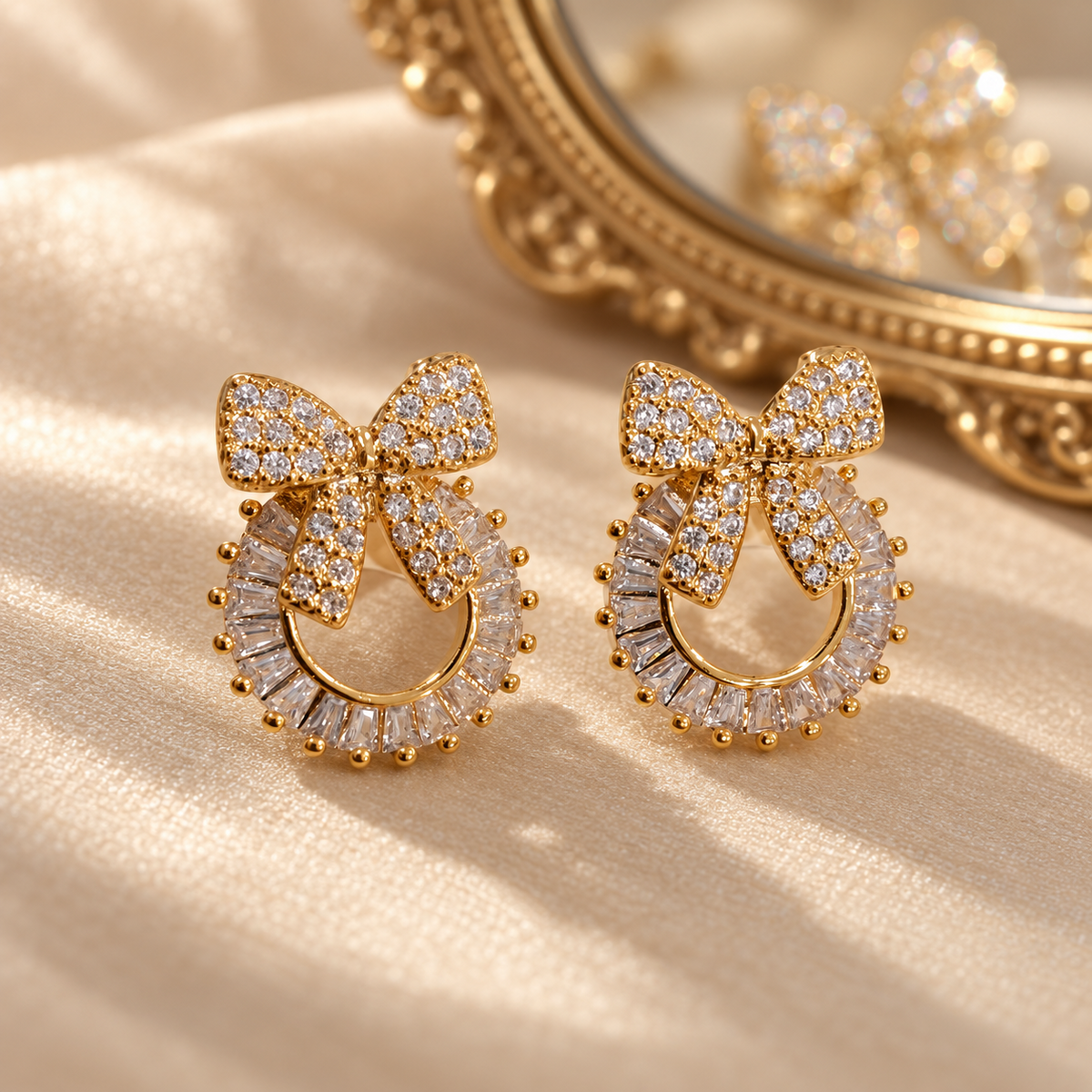 Bowrissa Circle Drop Earrings in a yellow-gold-tone finish