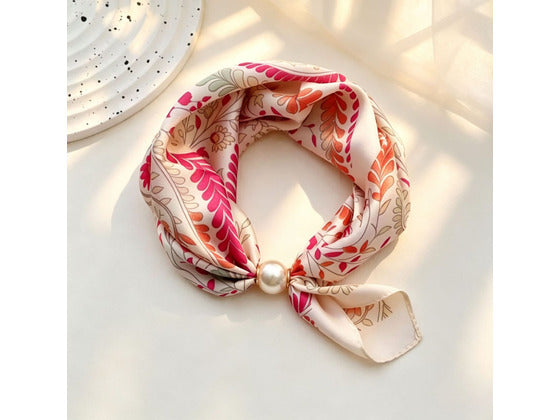 Coral Fern Magnetic Buckle Scarf with Pearl