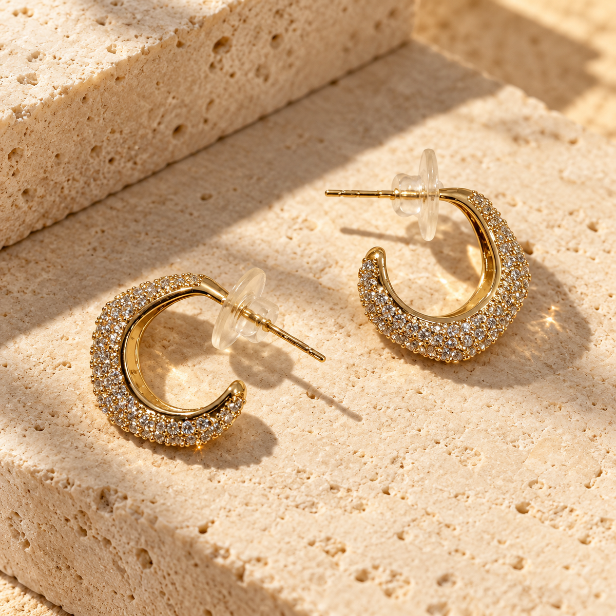 Cresselle Pavé Hoop Earrings in a yellow-gold-tone finish