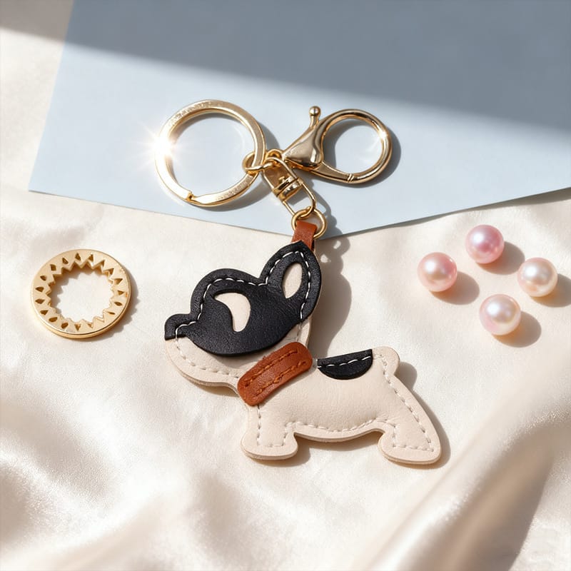 Frenchie Leather Bulldog Bag Charm