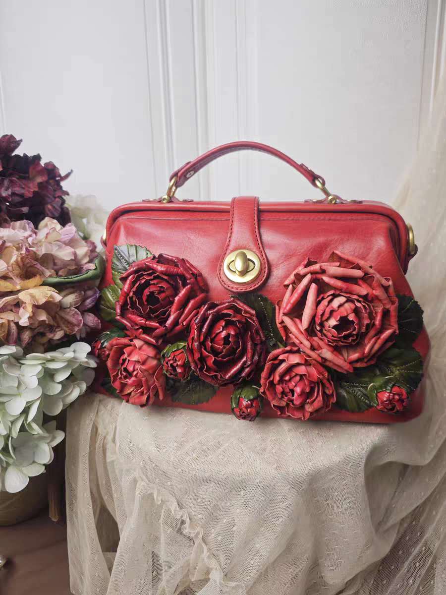 Rose Genuine Leather Handbag