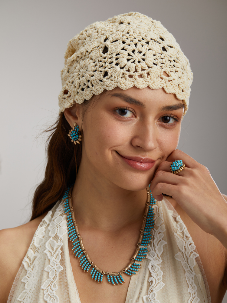 Azure Turquoise Leaf Antique Earrings