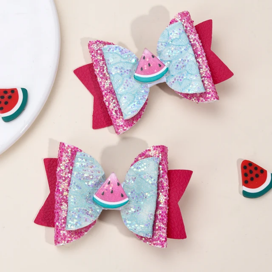 Watermelon Bow Side Pin (Set Of 2)