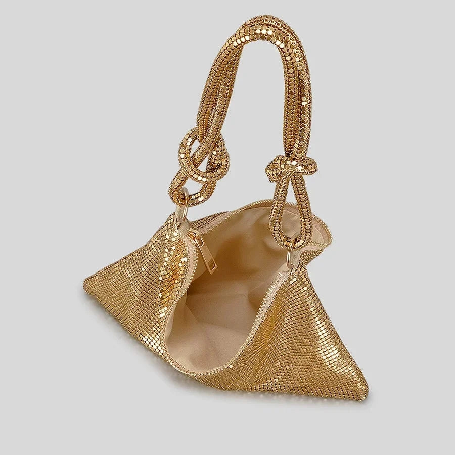 Lucia Metallic Handbag (Gold)