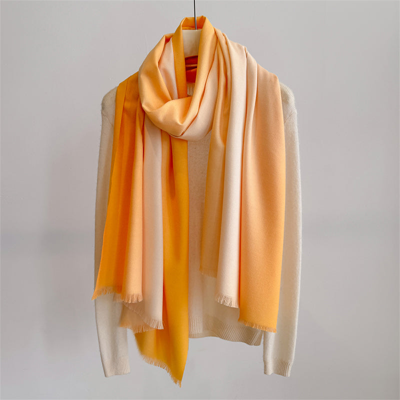 Elaris Mustard Gradient Light Cashmere Shawl