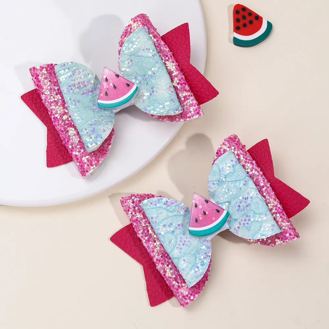 Watermelon Bow Side Pin (Set Of 2)