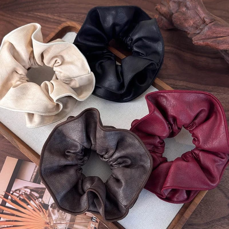 Fleura Leather Scrunchie