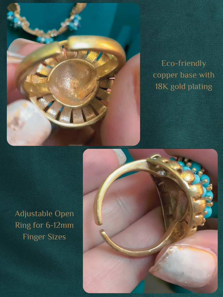 Azure Turquoise Leaf Antique Ring