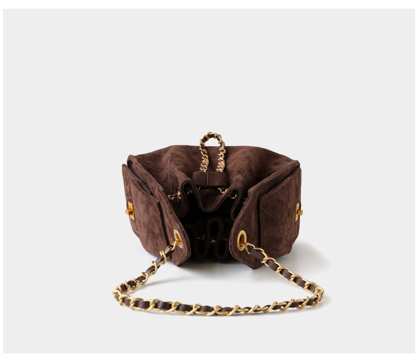 Mora Suede Genuine Leather Handbag (Brown)