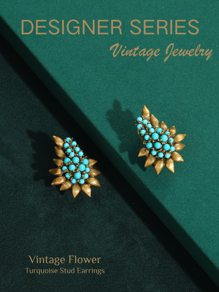 Azure Turquoise Leaf Antique Earrings
