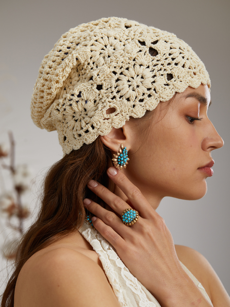 Azure Turquoise Leaf Antique Earrings