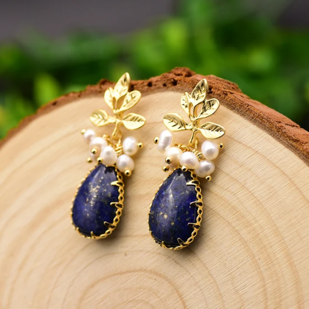 Zyora Lapis Lazuli Pearl Earrings