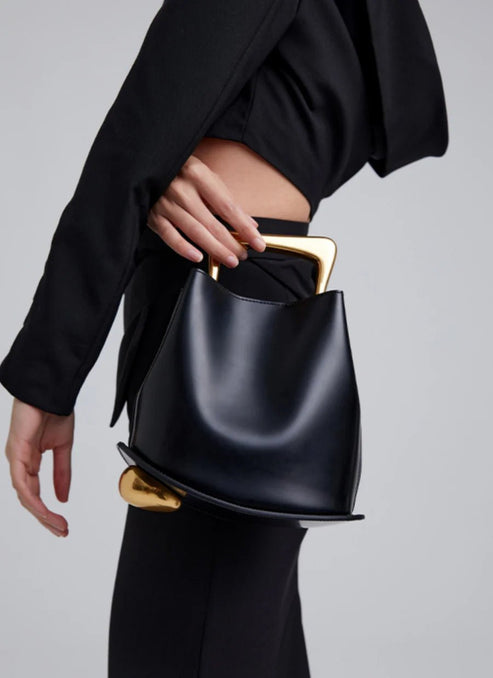 Monetra Genuine Leather Handbag (Black)
