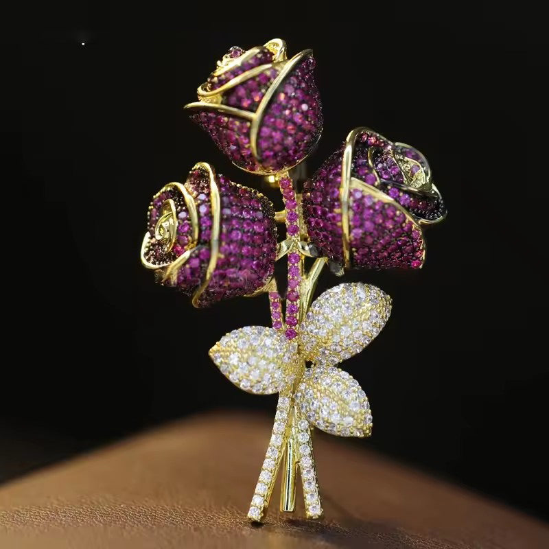 Trilune Zirconia Brooch