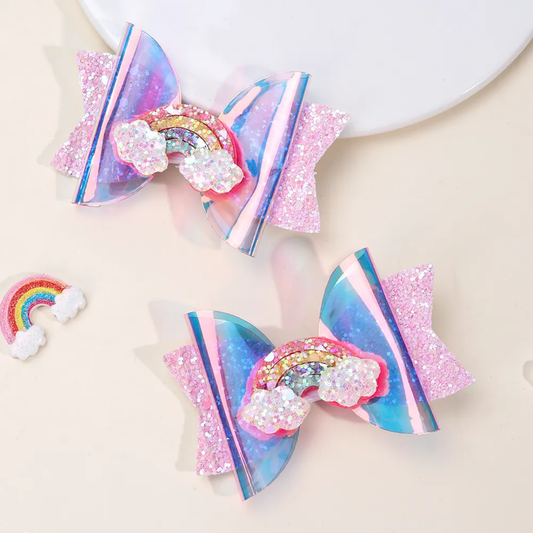 Rainbow Bow Kids Side Pin (Set Of 2)