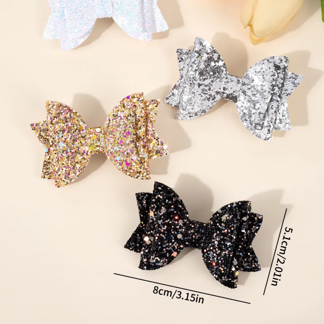 Glitter Bow Kids Side Pin (Set Of 4)