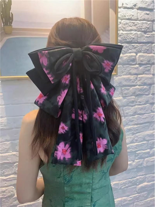 Serel Silk Bow Barratte Clip (Black)