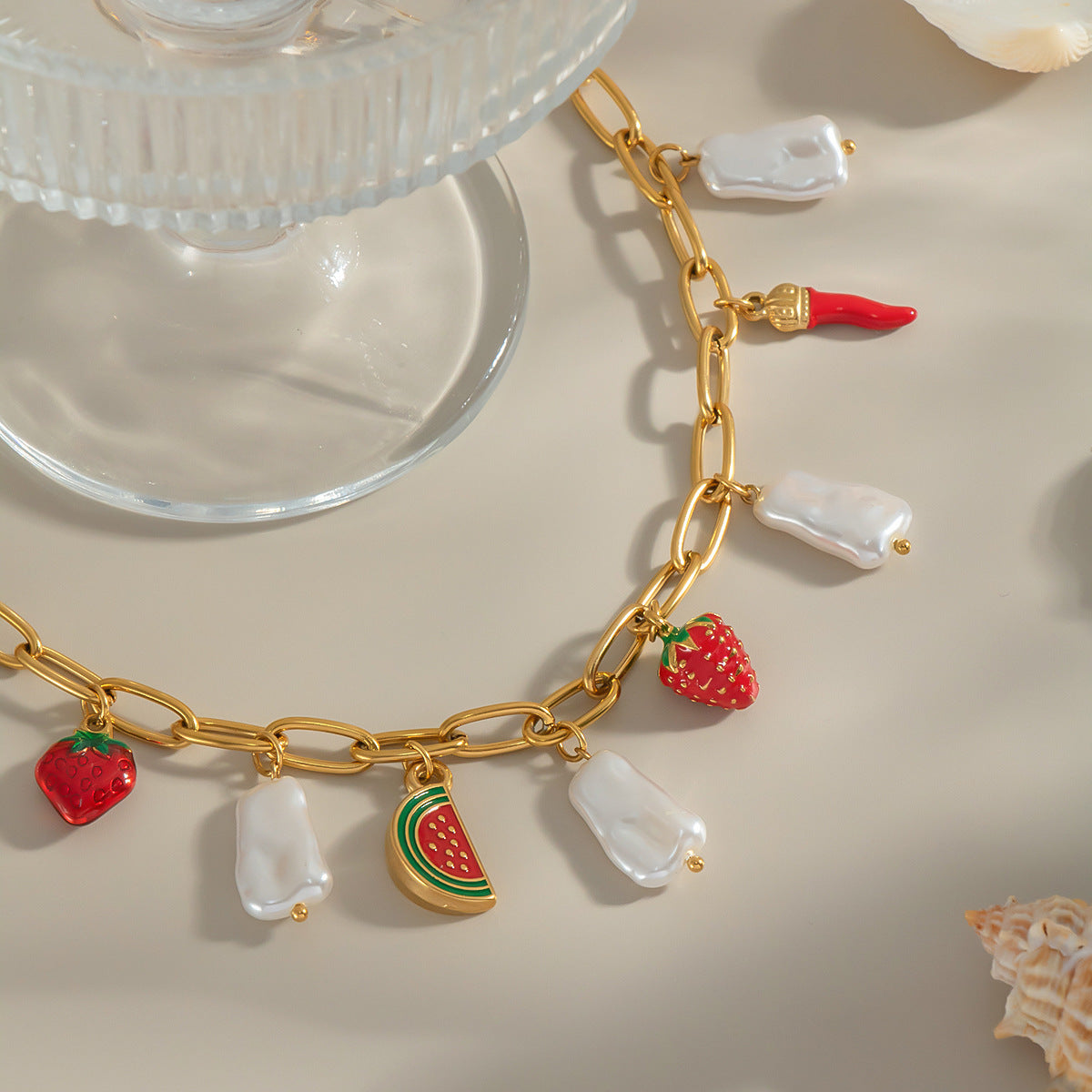 Lumina Charm Ribbon SS Necklace