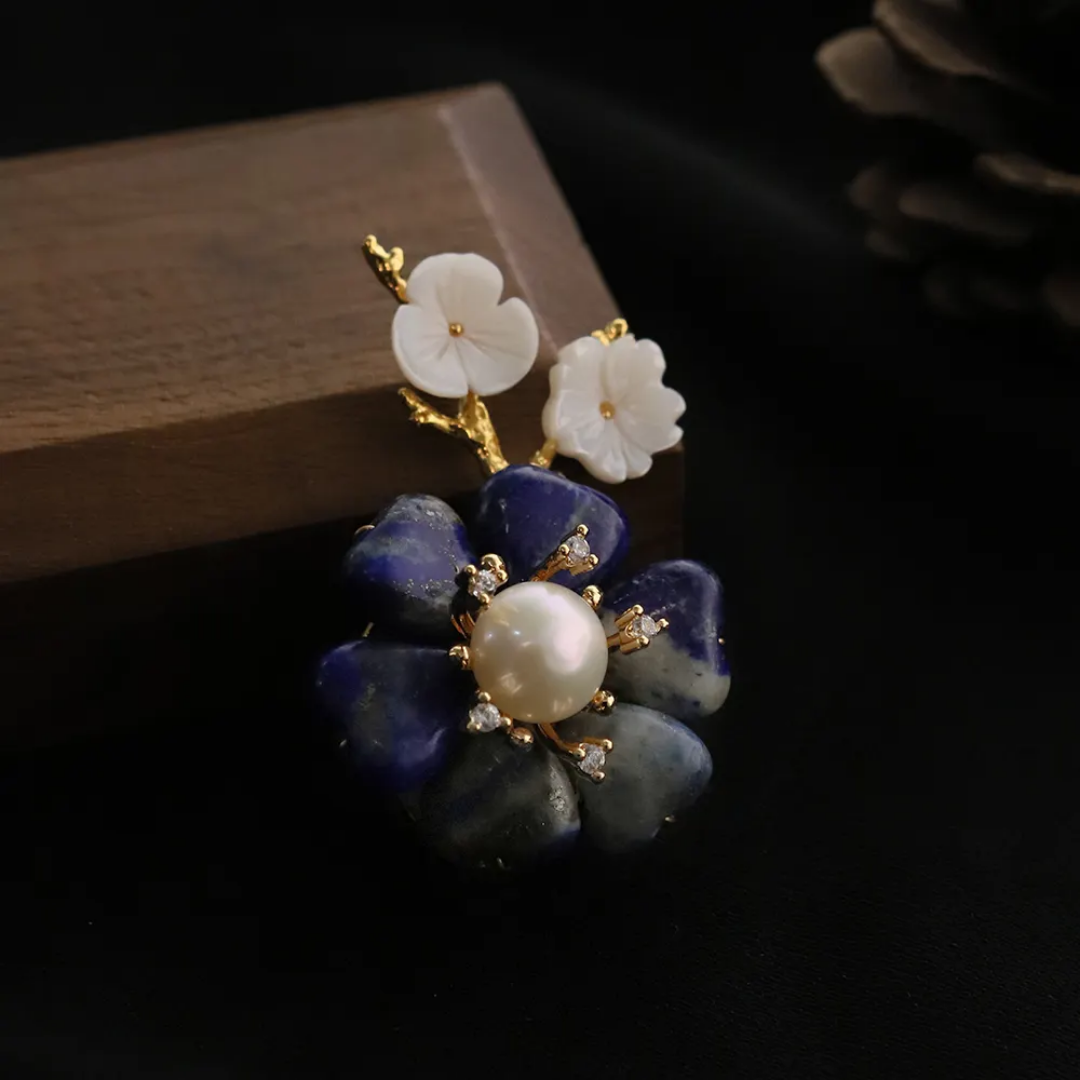Lazura Lapis Lazuli Brooch/necklace
