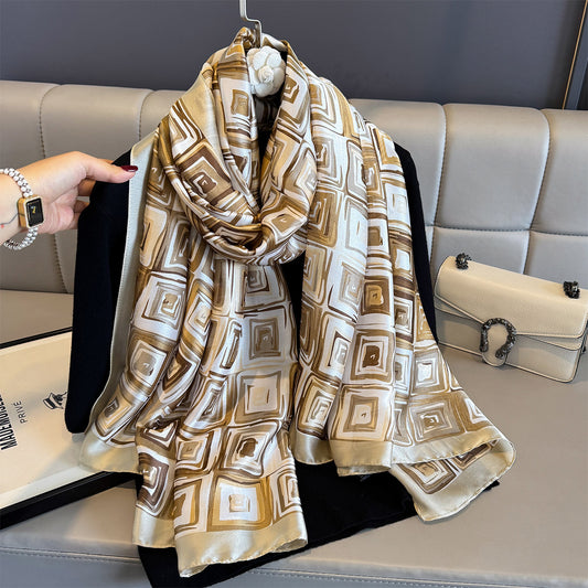 Pattern Grid Silk Stole