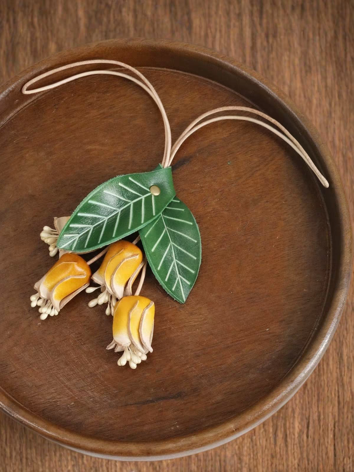 Garden Bird Genuine Leather Bag Charm