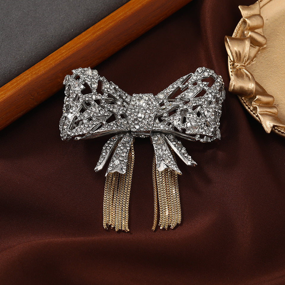 Crystal Bow Brooch