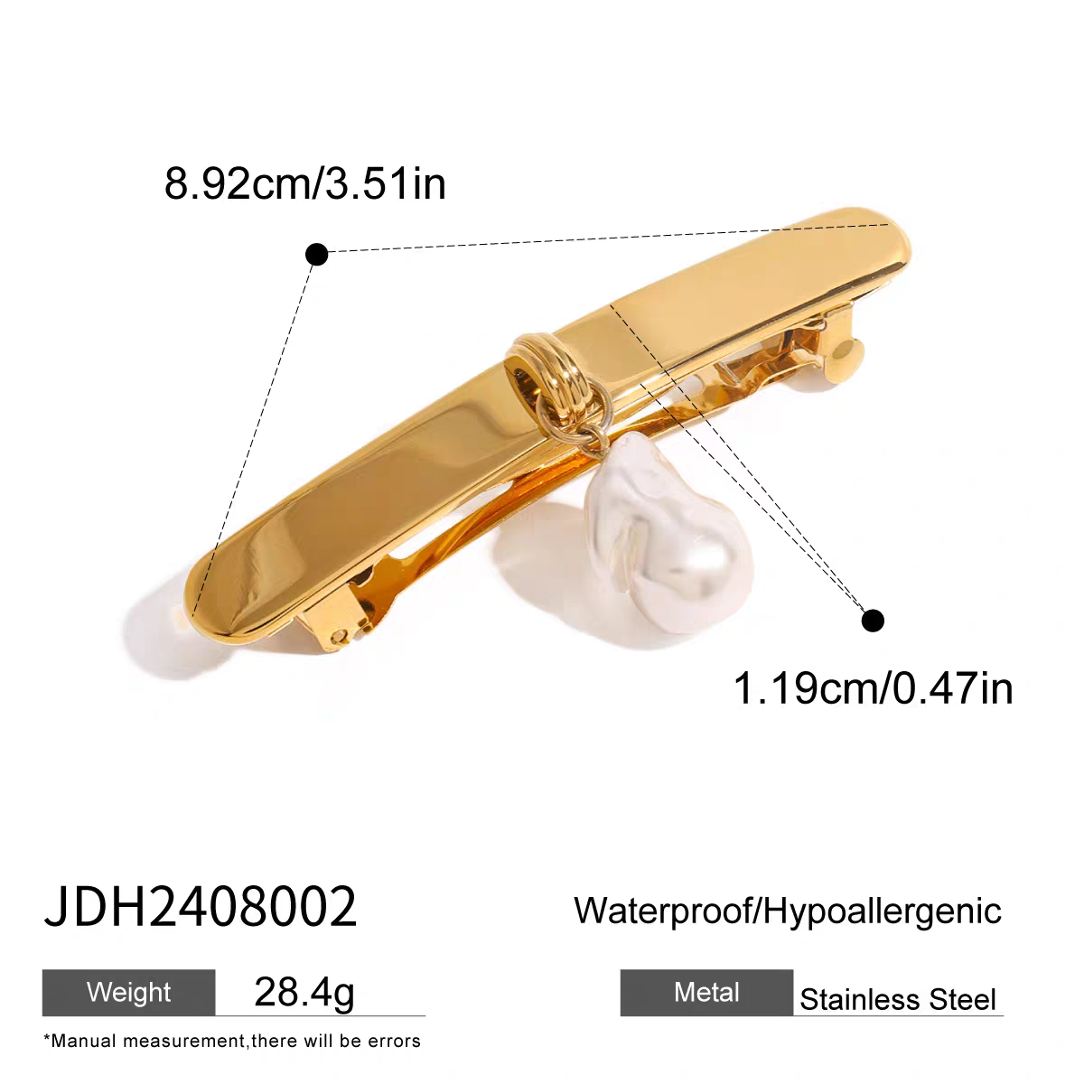 Gilded Pearl Baratte Clip