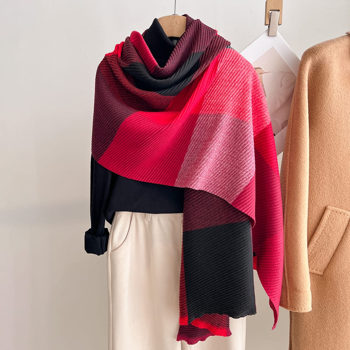 Crimson Blocks Shawl