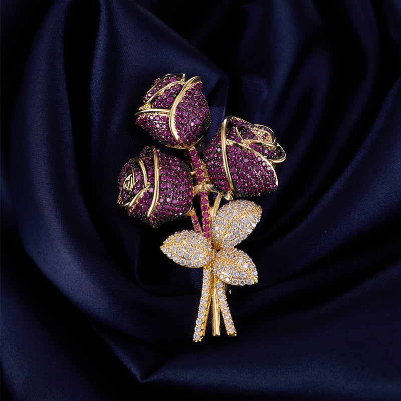 Trilune Zirconia Brooch