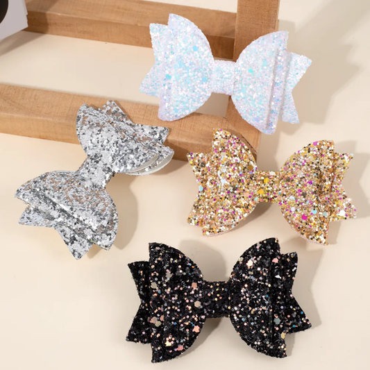 Glitter Bow Kids Side Pin (Set Of 4)