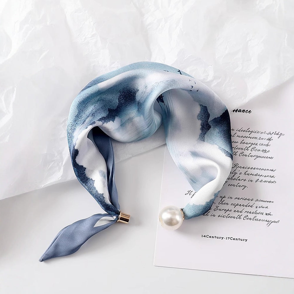 Pearl Wave Magnetic Buckle Scarf with Pearl
