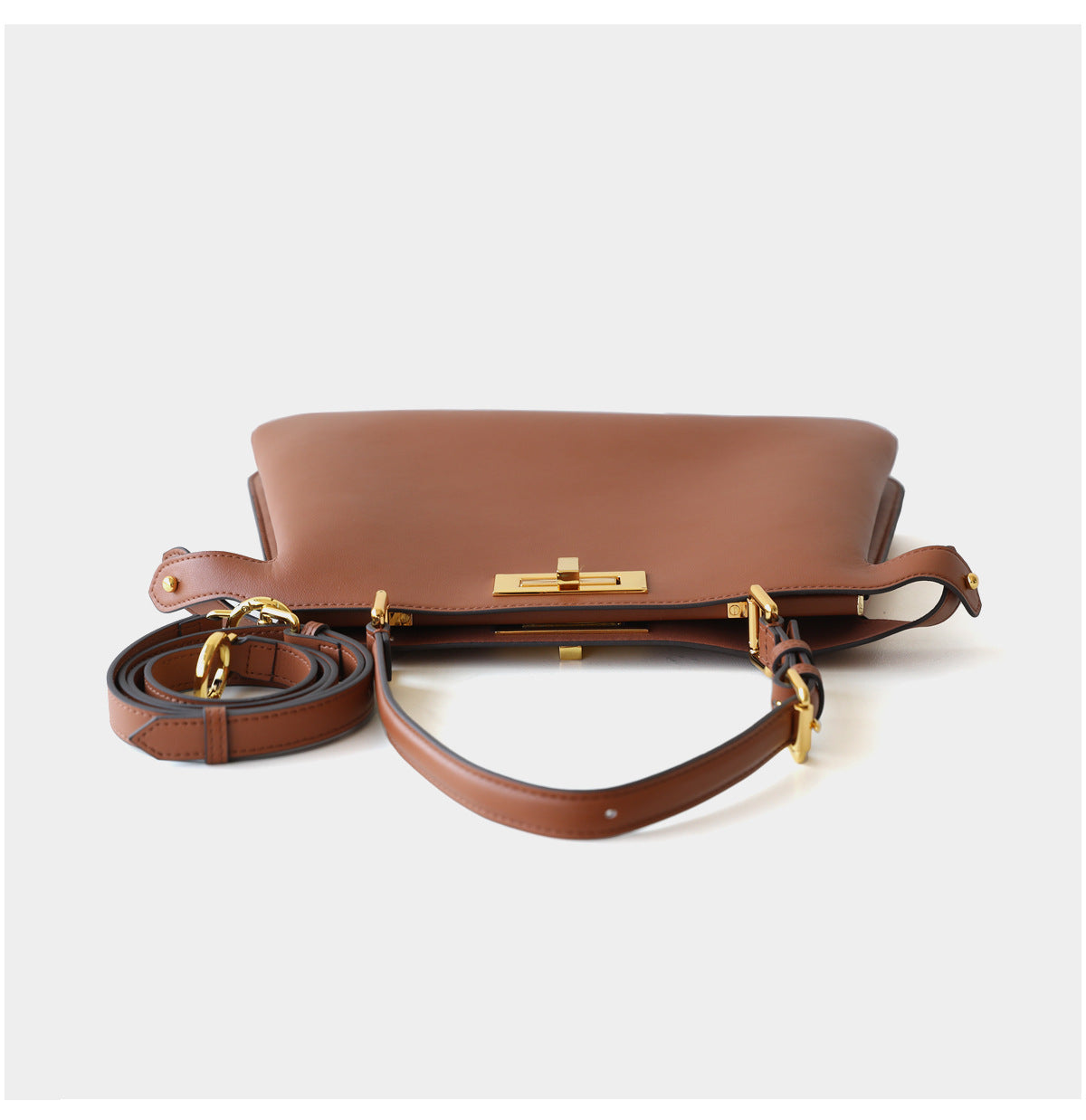 Tasia Genuine Leather Handbag (Tan)