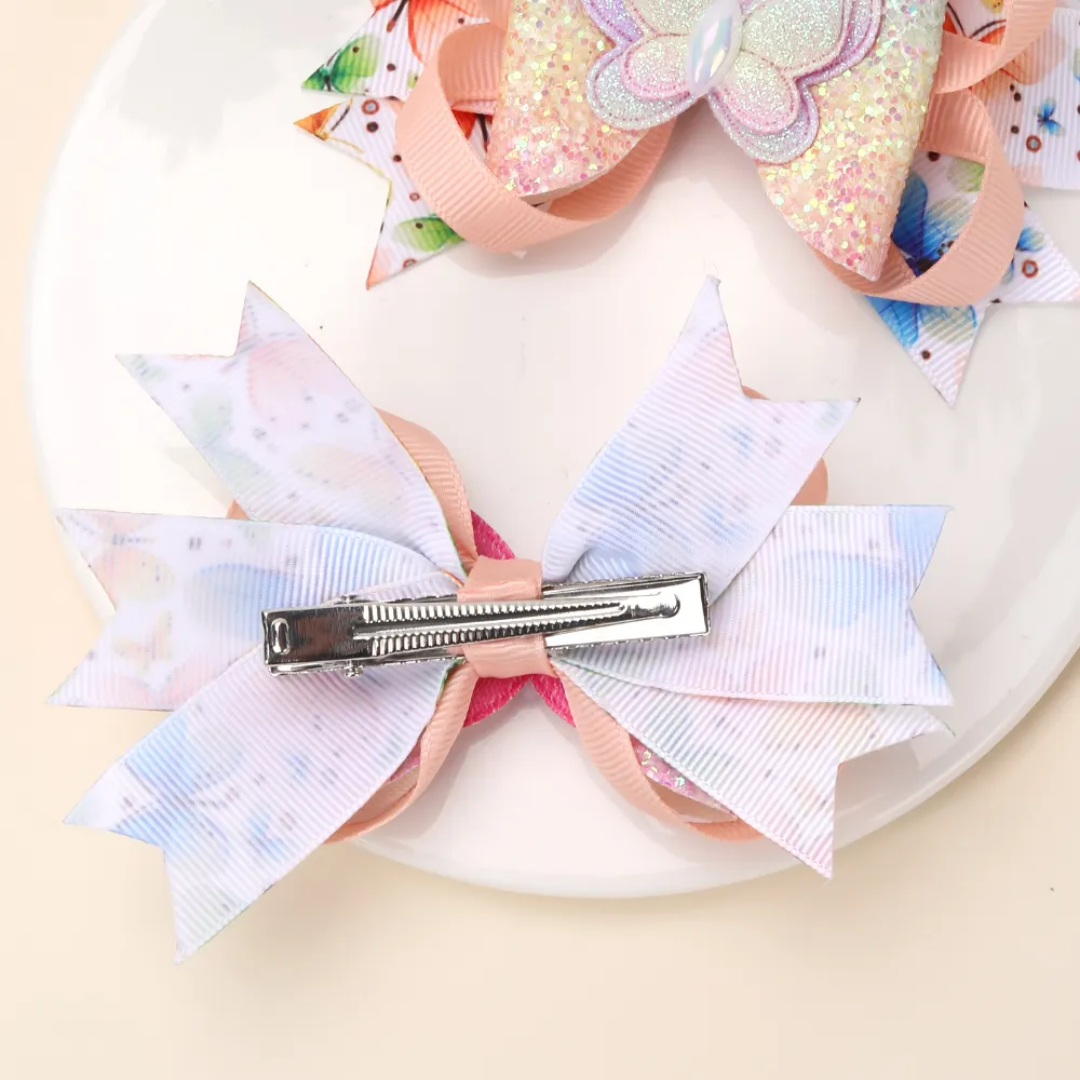 Ribbon Bow Kids Side Pin (Set Of 2)