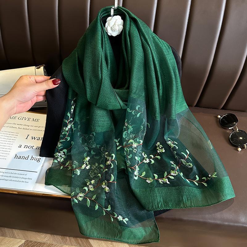 Dynasty Fern Embroidered Silk Stole