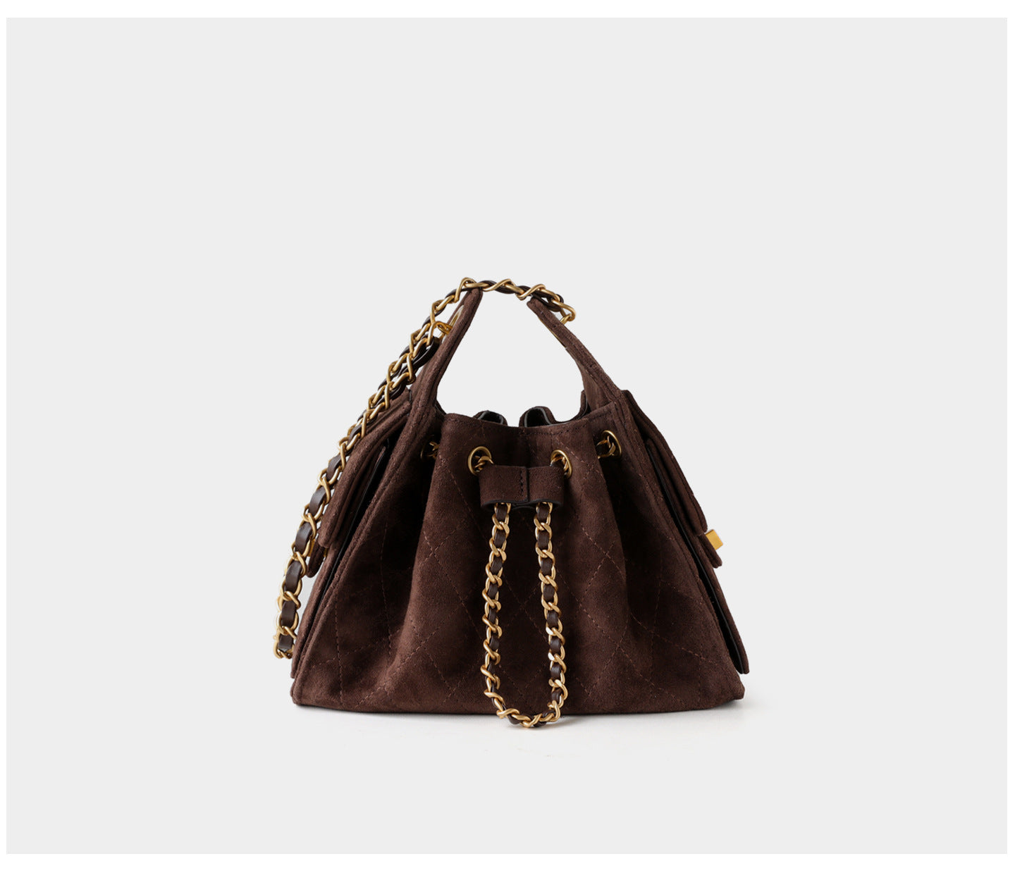 Mora Suede Genuine Leather Handbag (Brown)