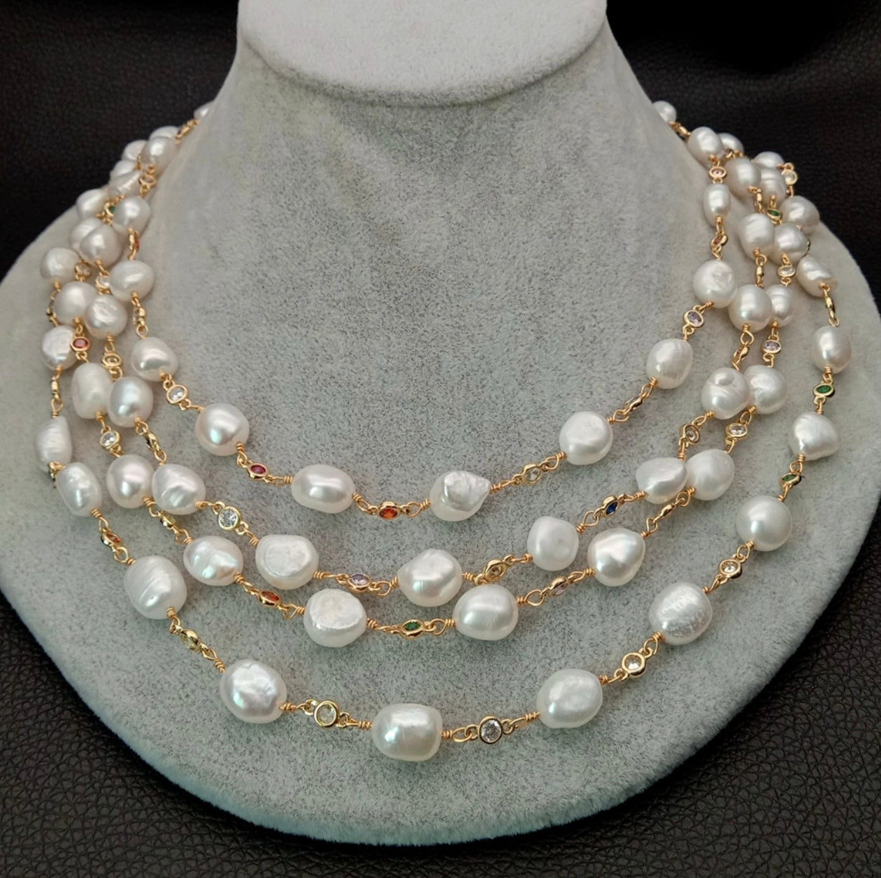 Eloise Four Layered Barouque Real Pearl Necklace