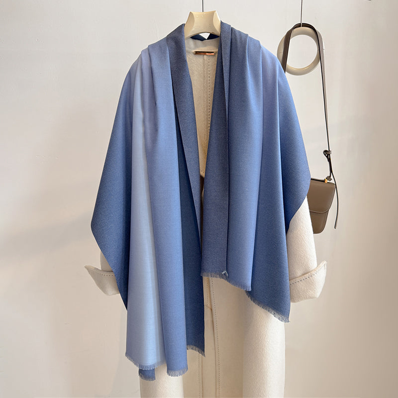 Elaris Sapphire Gradient Light Cashmere Shawl