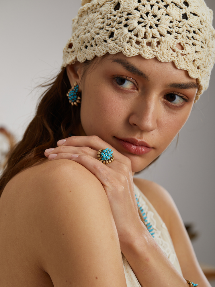 Azure Turquoise Leaf Antique Earrings