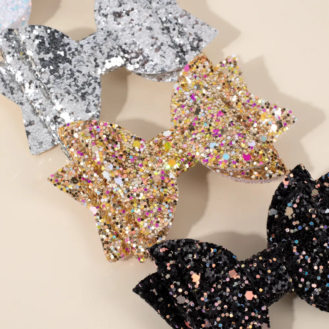 Glitter Bow Kids Side Pin (Set Of 4)