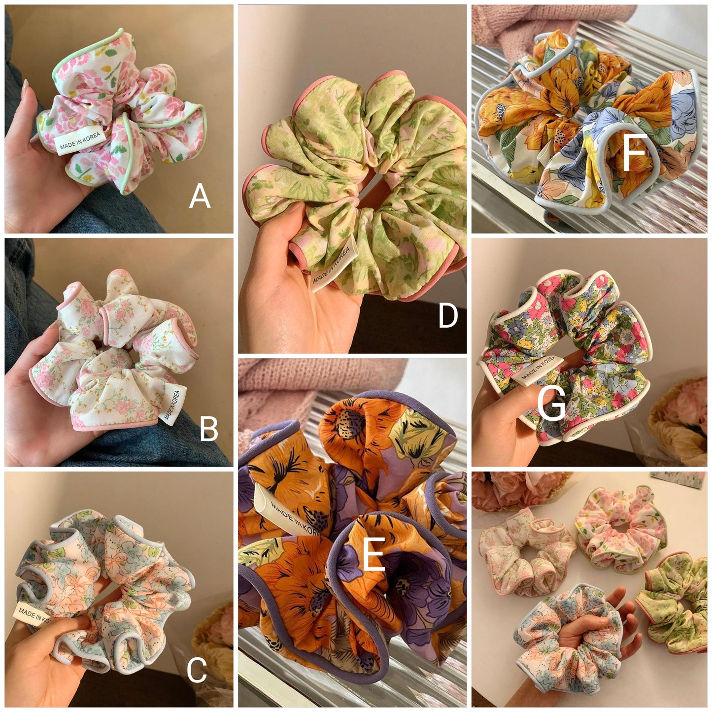 Floral Fabric Scrunchie