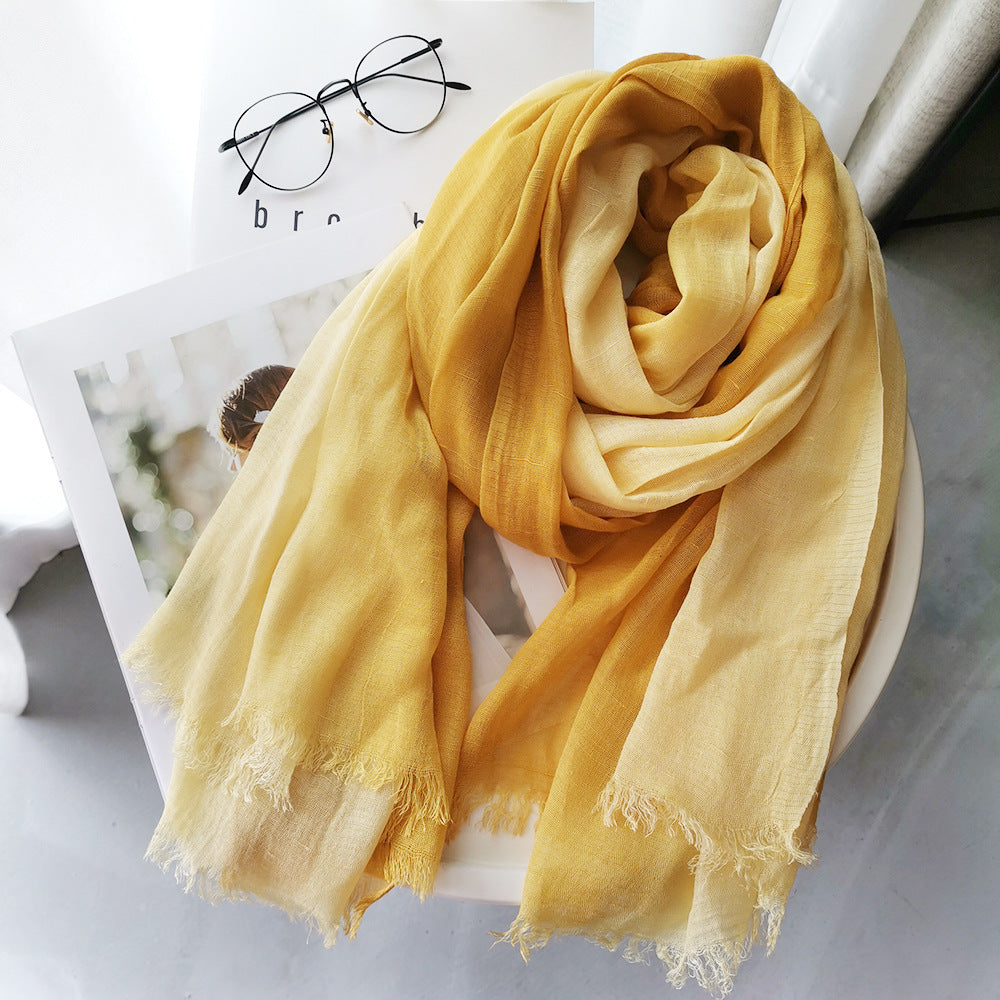 Dania Ombre Mustard Cotton Linen Stole