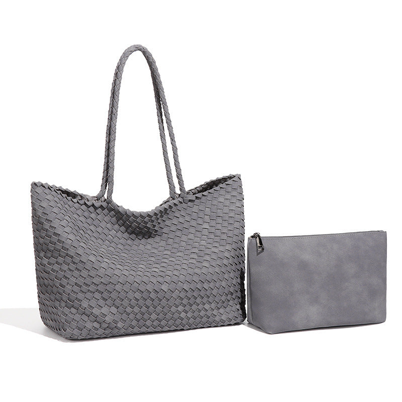 Orlena Vegan Leather Tote Bag (Grey Suede)