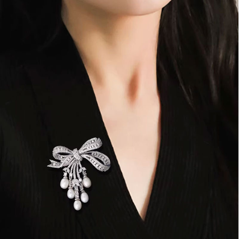 Frostleaf Zirconia Brooch