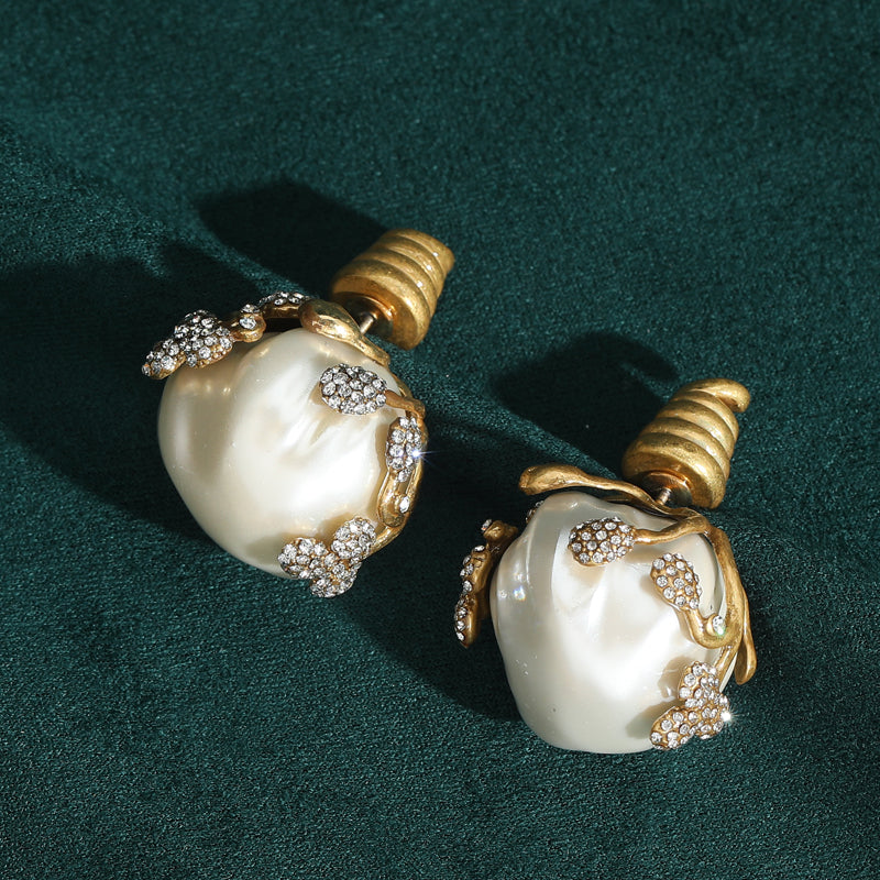 Mariselle Glass Pearl Antique Earrings