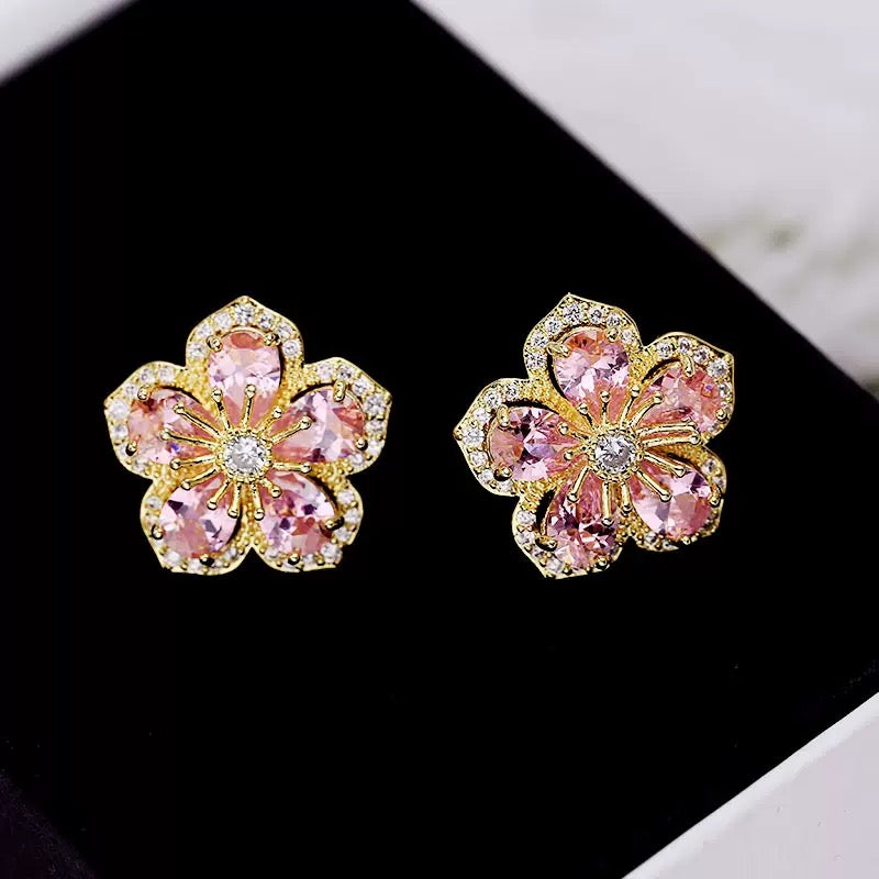 Roselia Crystal Flower Stud Earrings