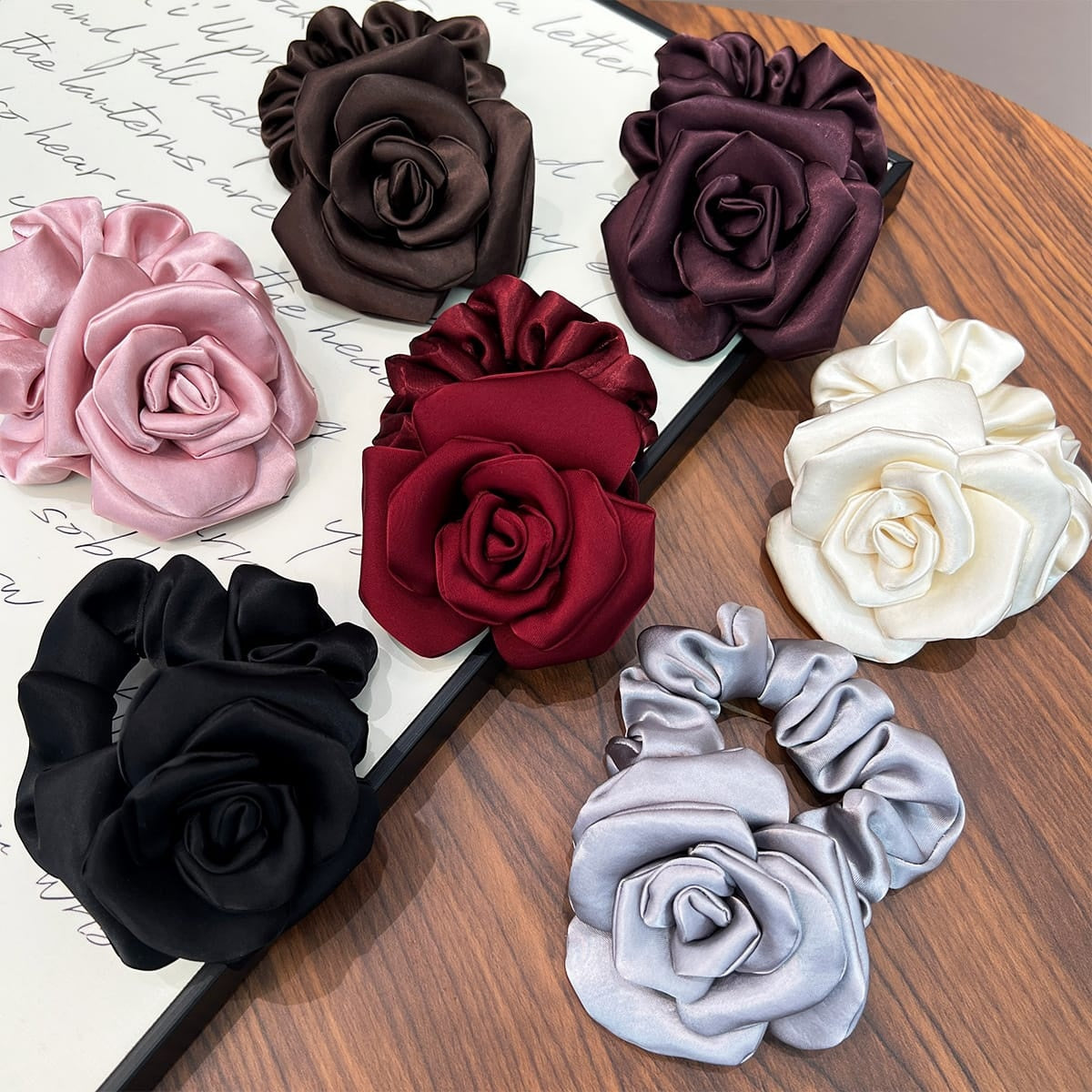 Roselle Rose Scrunchie colour assortment