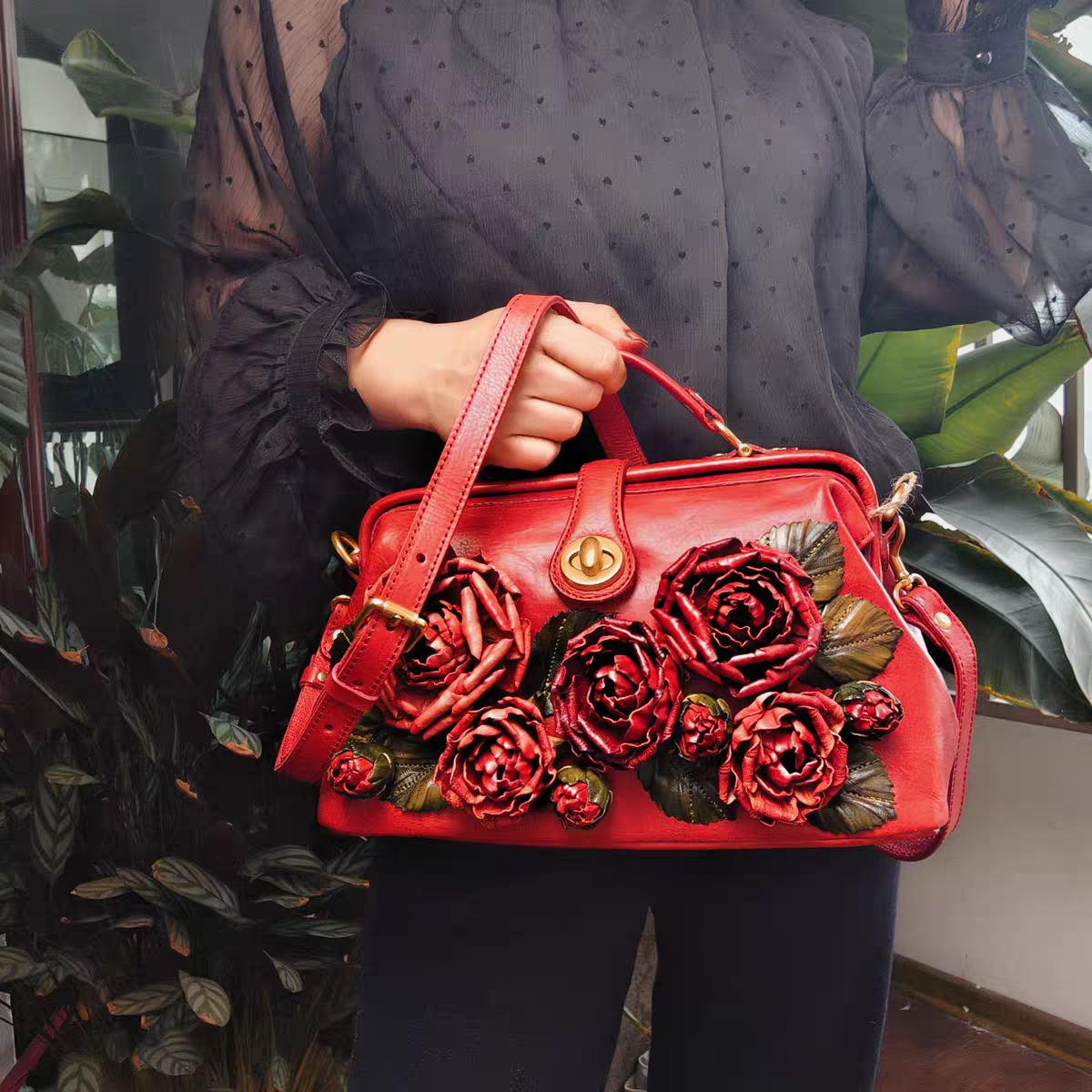 Rose Genuine Leather Handbag