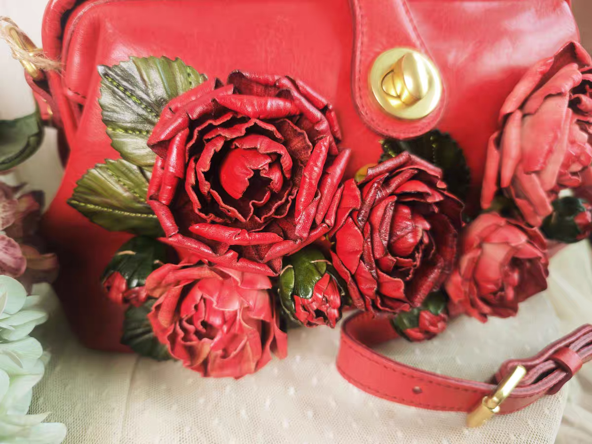 Rose Genuine Leather Handbag